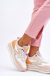 Fashionable Leather Sports Shoes White and Beige Roen