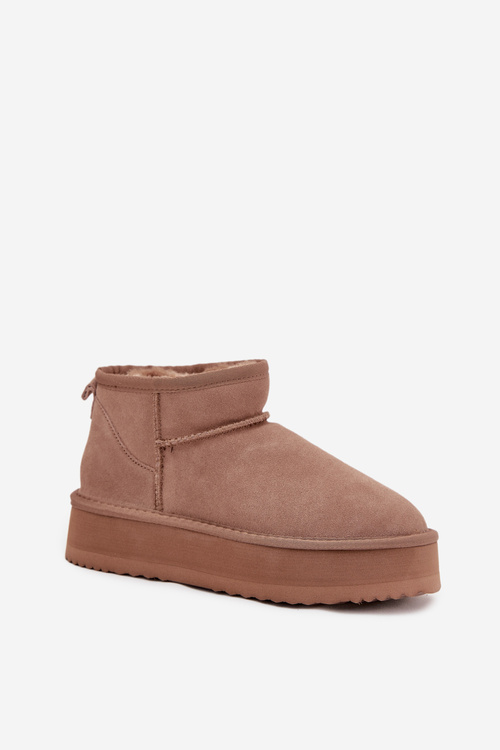 Suede Snow Boots for Women on Platform Vinceza 97962 Beige