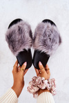 Slippers With Fur Rubber Grey Pollie