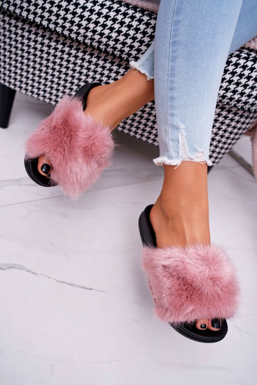Women's Flip Flops with Fur Pink NiceFur
