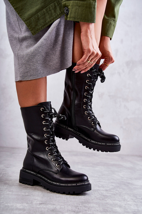 High Warm Women's Boots Tied Black Darla