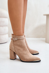Warm Women's Ankle Boots With Pointed Toes On A Heel Beige Laoreina