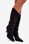 Women's high heel cowboy boots made of eco suede black Belonia