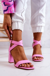 Elegant Sandals On A Block Heel Pink Michele