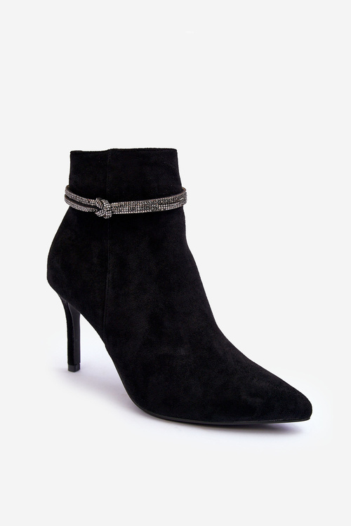 Women's Shearling Suede Boots on Heel Black Anslei