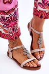 Leather Sandals With A Decorative Snake S.Barski KV-5541-42 Beige