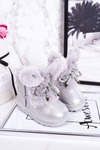 Children's Snow Boots Insulated With Fur With Ears Silver Bunny