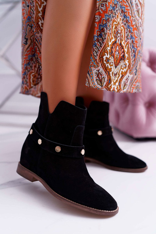 Laura Messi 1890 Leather Suede Women's Boots Black Darmah