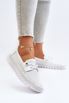 White Women's Leather Cut-out Shoes Darnissa