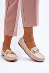Women's Classic Eco Leather Moccasins in Beige Demese