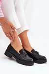 Women's Leather Moccasins With A Teddy Bear Vinceza 18109 Black