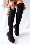 Suede Over The Knee Boots Black Selina