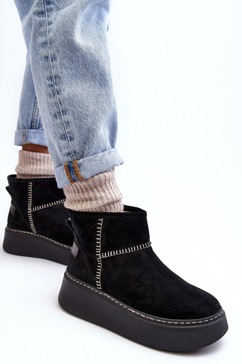 Women's Suede Snow Boots Maciejka 06257-01 Black