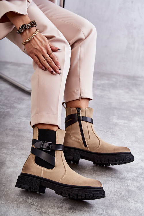 Women's Warm Boots Jodhpur boots With Belt Beige Jose