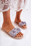 Women's Slippers With Material Flowers Grey Susana