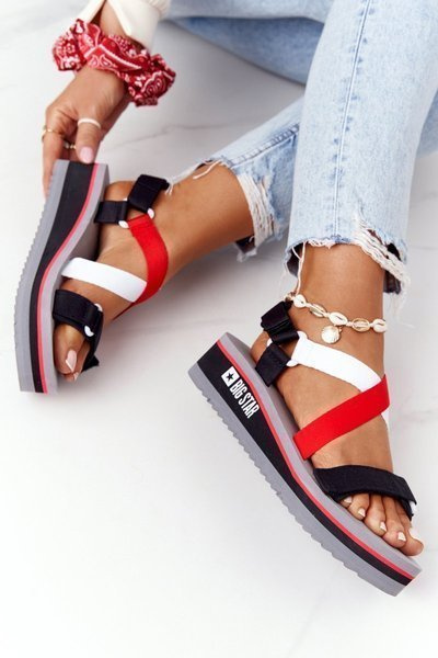 Foam Wedge Sandals Big Star HH274A082 Red-White