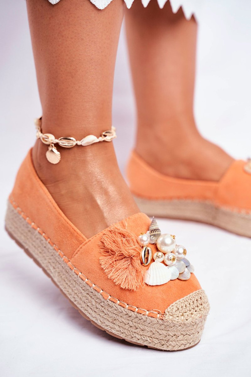 Women’s Espadrilles On Platform Linen Orange Denver