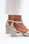 Leather Sandals with Heel Vinceza 23-20100 Silver
