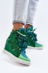 Women's Wedge Sneakers Green Leoppa