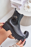 Zazoo 60490 Leather Insulated Ankle Boots With Decoration Black