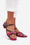 Women's Leather Heeled Sandals With Straps Maciejka 06959-39 Fuchsia