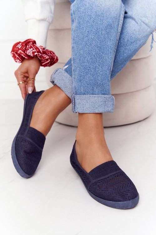 Openwork Slip-On Sneakers Navy Blue Chillout