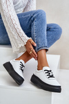 Damskie Buty Sportowe Platforma Skóra Naturalna 41470 Vinceza Białe