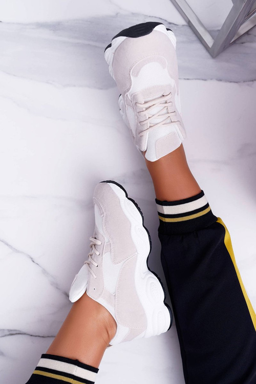 Sporty Women's Suede Shoes Beige White Lollipop