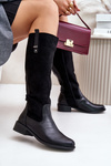 Ocieplane Damskie Kozaki Na Zamek Przed Kolano Czarne Ivasira 