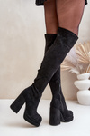 Knee High Heeled And Platform Boots Black Nadelian