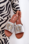Eco Leather Flat Sandals For Women With Decorative Detail Silver Frelie