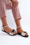 Women's Flat Sandals with Chain Vinceza 17320 White