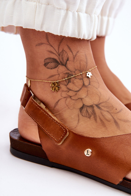 Velcro Leather Sandals Brown Addison