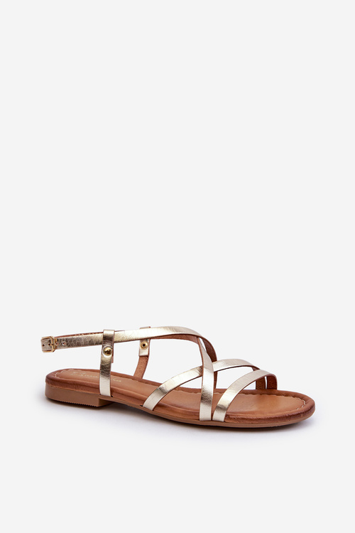 Flat Women's Leather Sandals Maciejka 06635-25 Gold