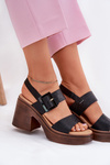 Women's sandals on a chunky heel and platform Black Vinceza 17387