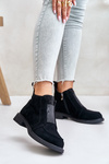 Suede Low Ankle Boots With Flat Heel Insulated D&A JC42-23 Black