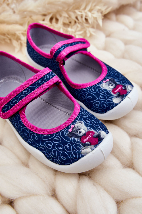 Papcie Baleriny Dziecięce Miś Granatowe Befado 114X505