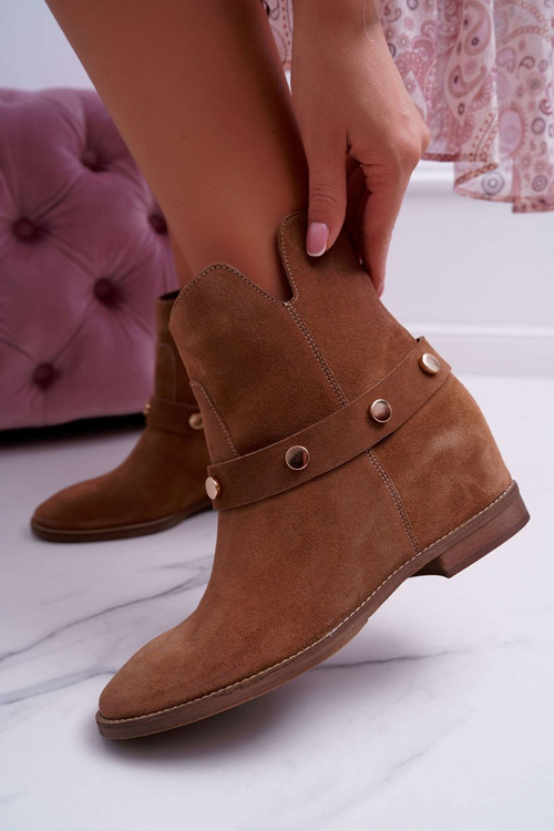 Women's Boots Laura Messi 1890 Leather Suede Dark Camel Darmah