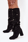 Women's insulated boots on a heel with decorative details black Lucinda
