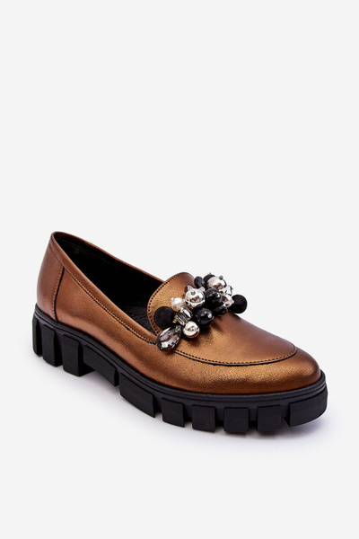 Women's Loafers On The Platform Laura Messi 2392 Dark Gold