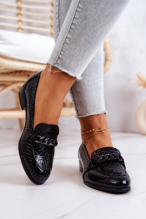 Lacquered shoes with a serpentine pattern Black Yasmin