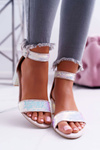 Lu Boo Iridescent Pink Tindal Sequins Women's Stiletto Sandals Lu Boo Iridescent Pink Tindal