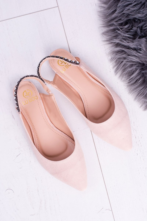 Lu Boo Pink Suede Ballerinas in Spike Zirconia Macron