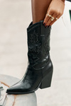 Insulated Cowboy Boots On Heel With Decoration Black Arlitta