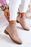Suede Ankle Boots with Snakeskin Pattern Beige Stephanie