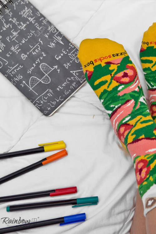 Rainbow Socks Pizza 4 Pairs Hawaiian Pepperoni Italian