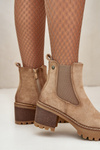 Women's Insulated Heeled Boots Eco Suede Beige Irissinae