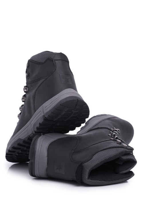 Buty Trekkingowe Męskie Skórzane Big Star Czarne EE174201