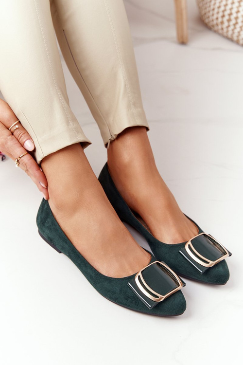Suede Ballerinas With A Buckle Sergio Leone BL623 Zelené
