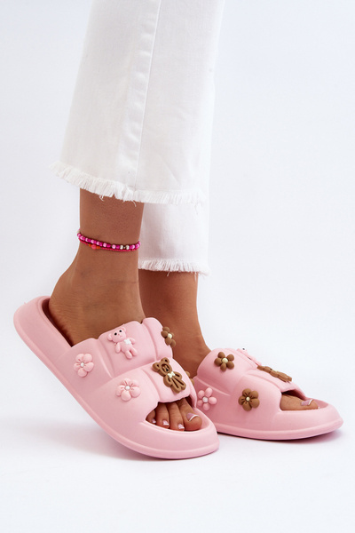 Klapki Piankowe Damskie Ozdoby Różowe BG160P